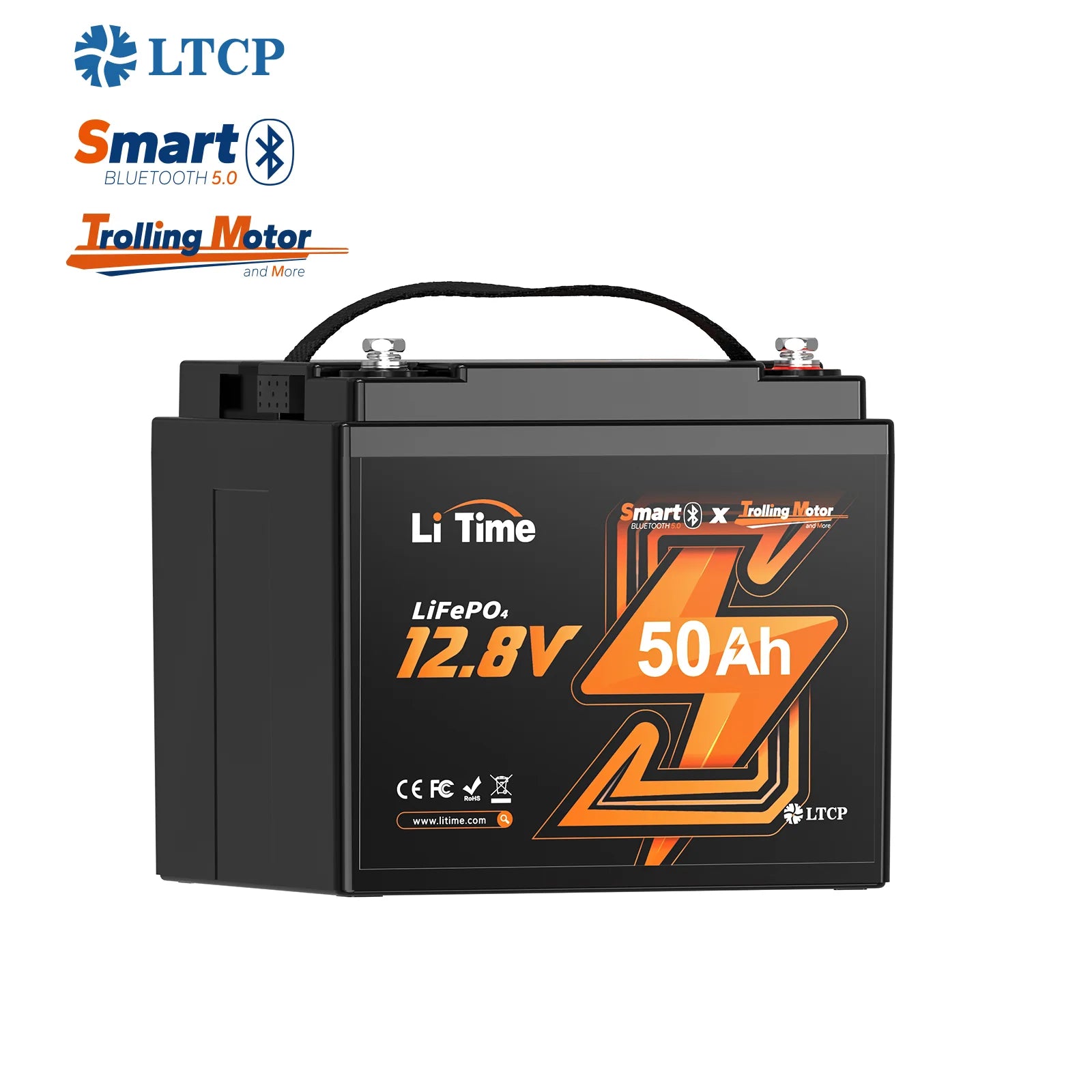 LiTime 12V 50Ah Smart LiFePO4 Lithium accu