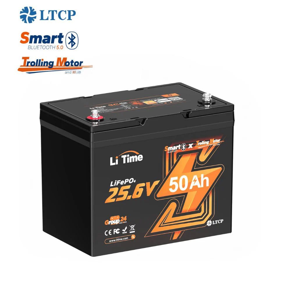 LiTime 24V 50Ah Smart LiFePO4 Lithium accu